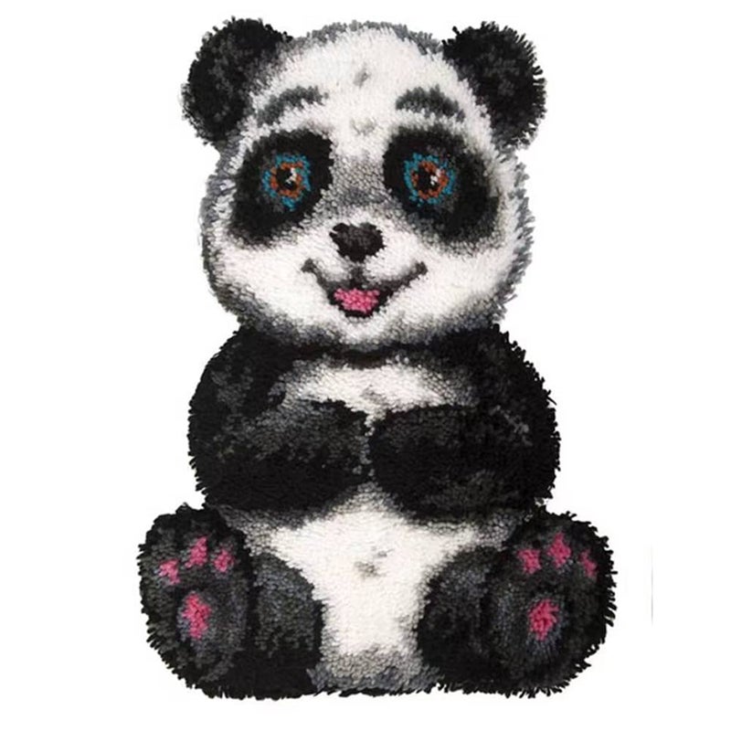 GemJelry DIY Latch Hook Kits for Adults Kids Panda Latch Hook Rug Cover Kits Hand Craft Embroidery Crochet Rugs with Preprinted Canvas Crochet Yarn Kits for Home Decoration 20''X14'' - Image 1